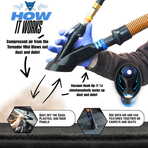 DETAIL DEMON Crevice Air+Vac Oval Attachment Compatible with Tornador Mini