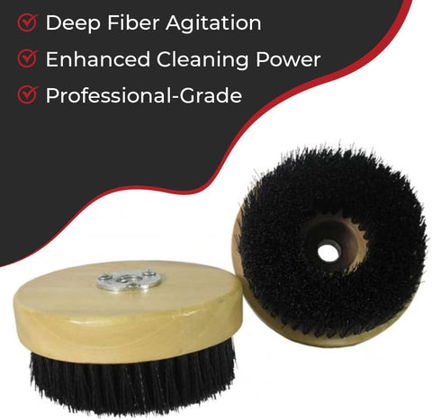 5” Wood Block Brush – Carpet & Upholstery Shampoo Tool for Rotary Buffers & Polishers– Medium Soft Bristles