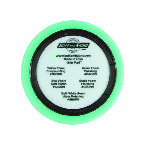 Buff & Shine 7.5" US Green Polishing Hex Faced Foam Grip Pad™ with Center Ring Backing #640RH