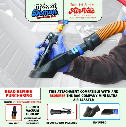 DETAIL DEMON Crevice Air+Vac Oval Attachment compatible with The Rag Company Ultra Air Blaster Mini