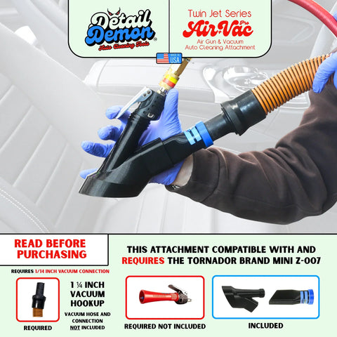 DETAIL DEMON Crevice Air+Vac Oval Attachment Compatible with Tornador Mini