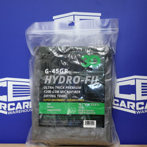 3D Gray HYDRO-FIL Ultra-Thick 1200 GSM Premium Microfiber Towel 20X24 G-45GR
