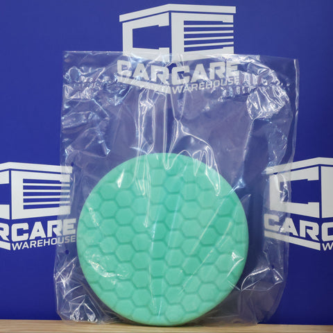 Buff & Shine 7.5" US Green Polishing Hex Faced Foam Grip Pad™ with Center Ring Backing #640RH